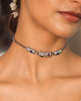 Feeling Sundar Oxidised Choker in 925 Silver