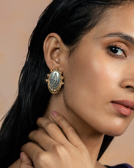 Mahileyaru Coin Earrings in Dual Plated 925 Silver