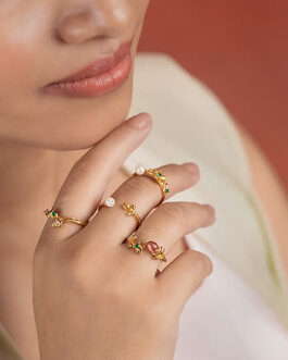 Dancing Dulhan Stackable Rings in Gold Plated 925 Silver (Set of 4)