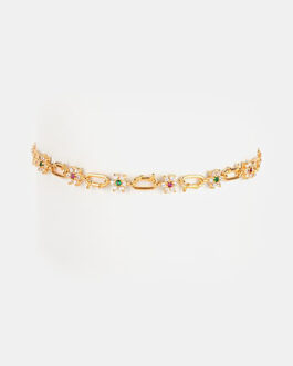 Link of Love 7 Stone Bracelet in Gold Plated 925 Silver